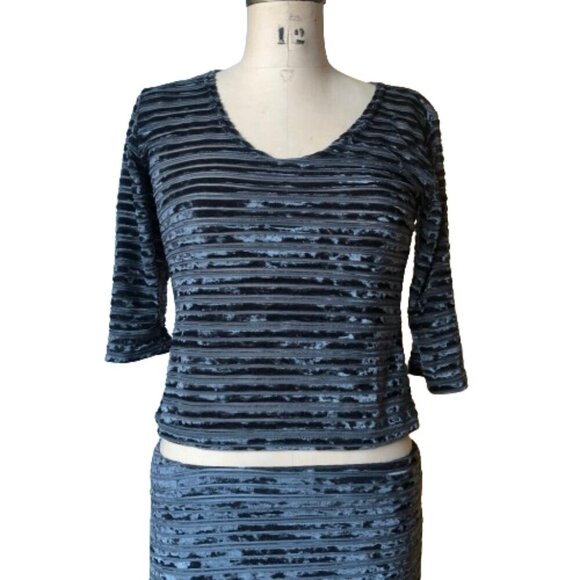 Vintage 90s/00s Y2K velvet two piece pencil skirt top set Venz Montreal - Picture 13 of 16